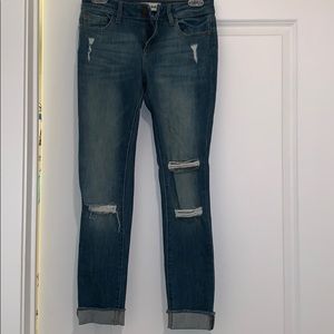 DL1961 destroyed jeans with raw edge hem